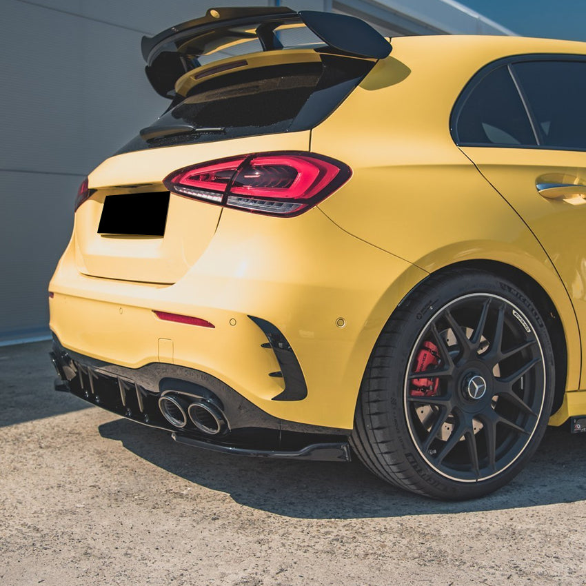 Gloss Black Rear Bumper Spats for Mercedes Benz W177 A35 A45 Hatchback 18-25