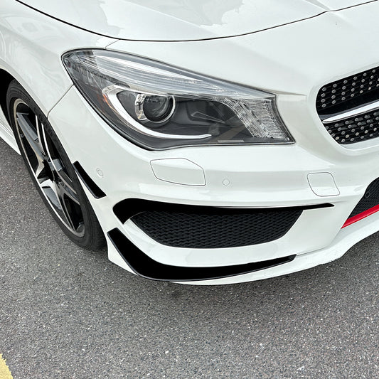 Gloss Black Front Canards set for Mercedes Benz W117 CLA AMG 13-15