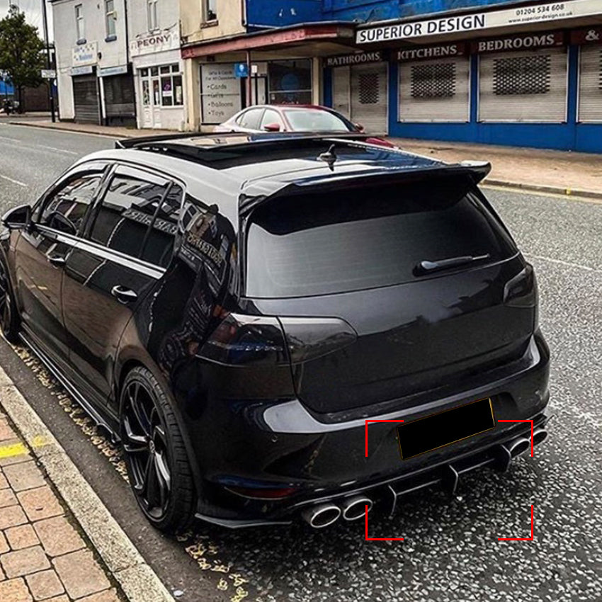 V Style Gloss Black Diffuser for VW Golf MK7 R 14-16