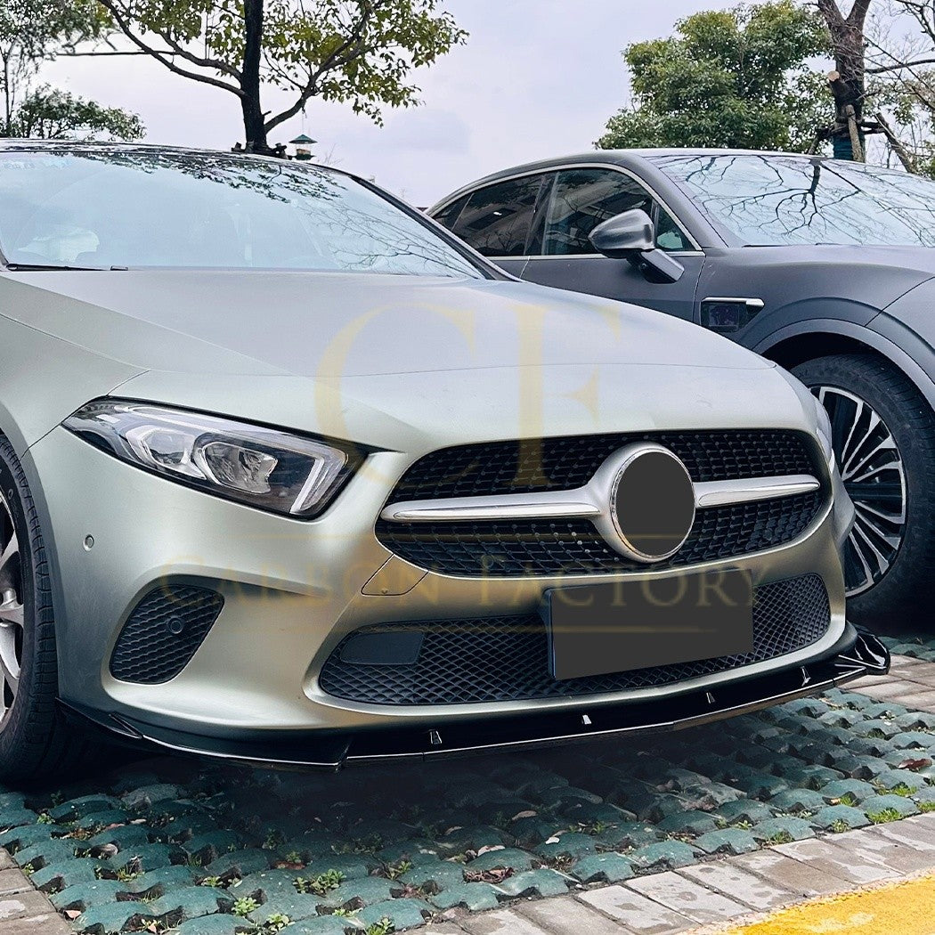 V Style Gloss Black Front Splitter for Mercedes Benz W177 A Class 18-25 - Carbon Factory