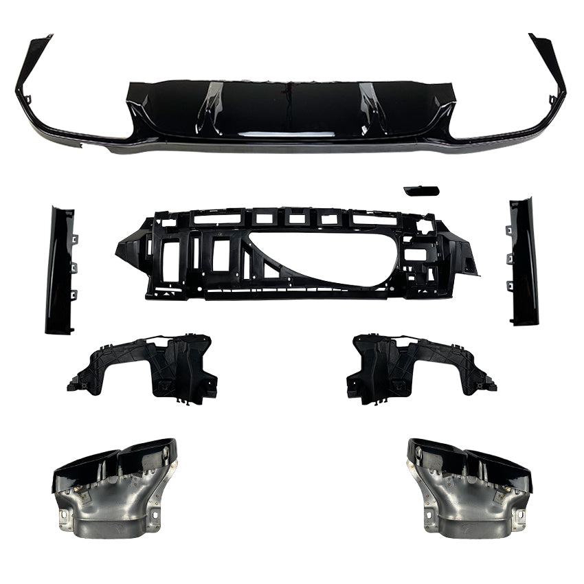 AMG Style Gloss Black Rear Diffuser and Exhaust tips for Mercedes Benz W213 C238 E Class 21-23 - Carbon Factory