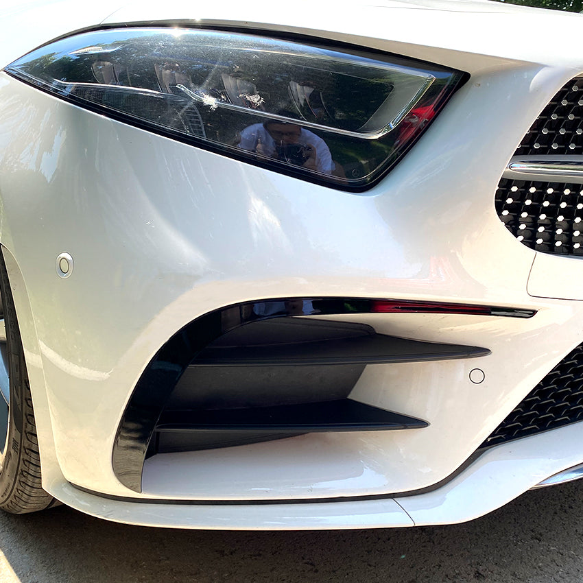 Gloss Black Front Canards for Mercedes Benz C257 CLS 19-21