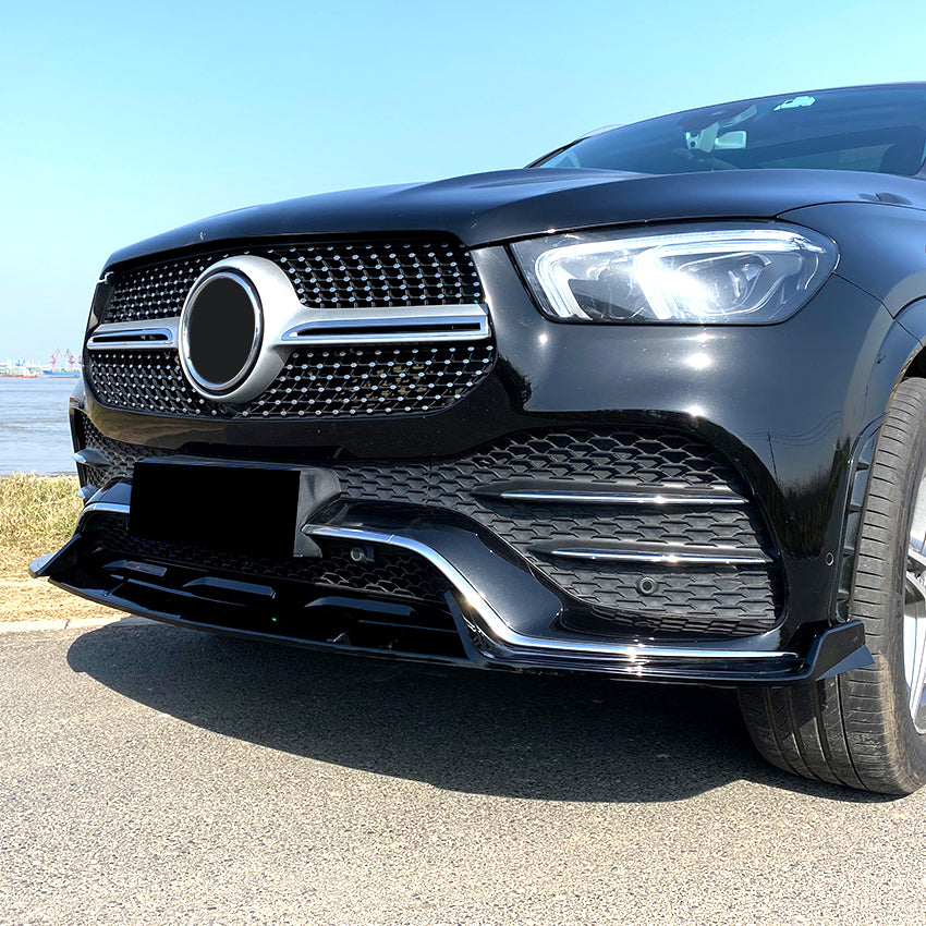 A Style Gloss Black Front Splitter for Mercedes Benz W167 C167 GLE 19-23
