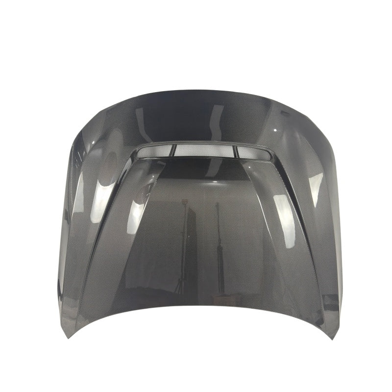 Pre-Preg Carbon fiber BMW G87 M2 G42 coupe B style bonnet with sleek, aerodynamic design and glossy finish.