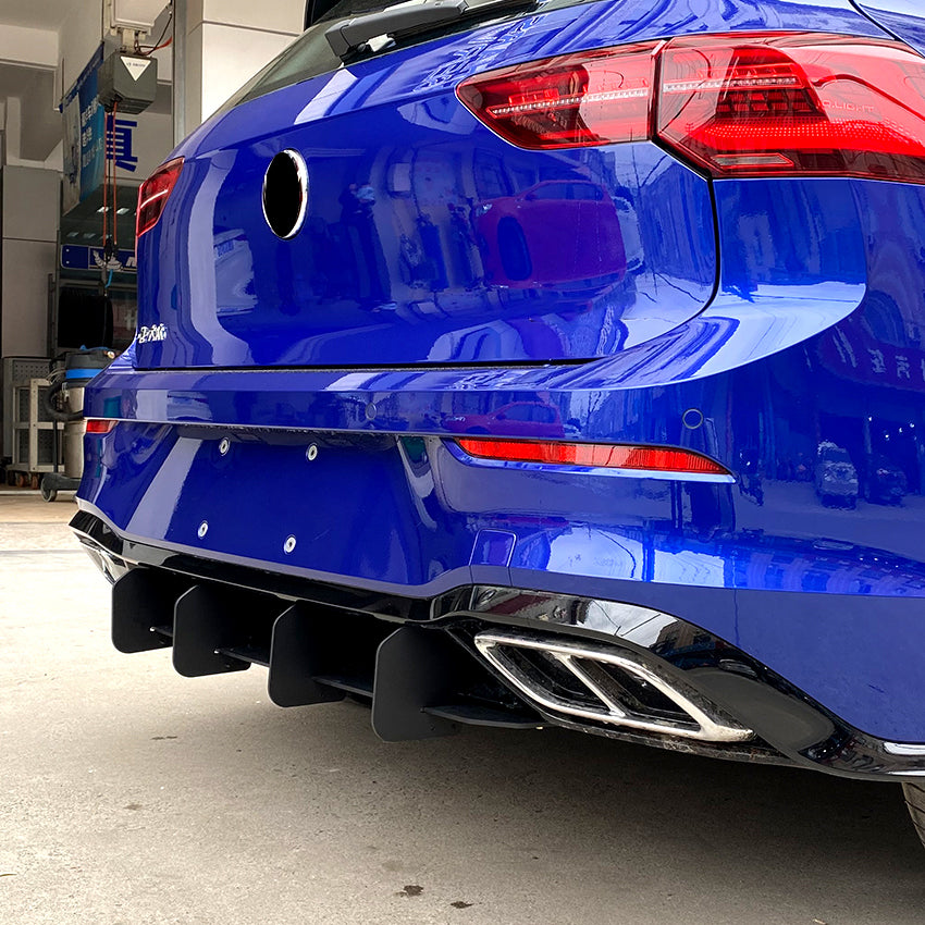 V Style Gloss Black Rear Diffuser for VW Golf MK8 GTI & R 20-23