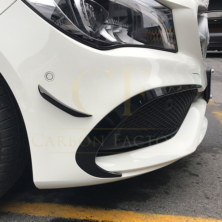 Gloss Black Front Canards (4 pcs) for Mercedes Benz W117 CLA AMG 16-19 - Carbon Factory