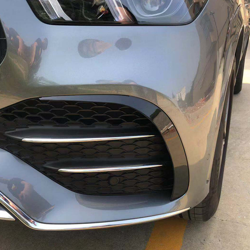 Gloss Black Front Canards for Mercedes Benz W167 C167 GLE 19-23