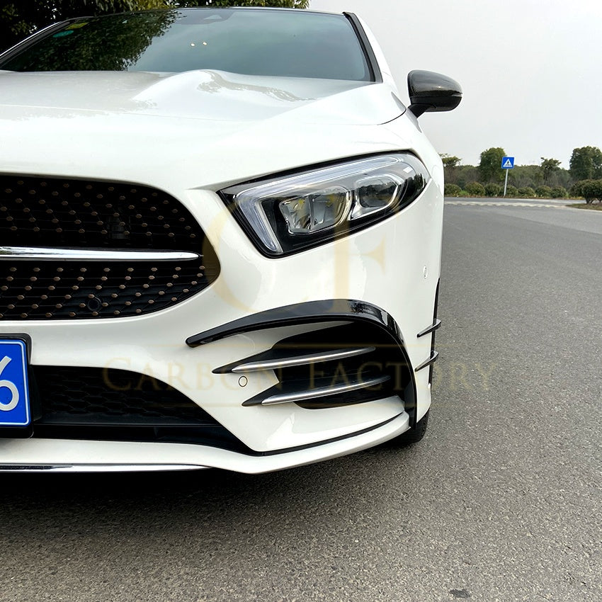 LP Style Gloss Black Front Canards for Mercedes Benz W177 A Class AMG & A35 18-22 - Carbon Factory