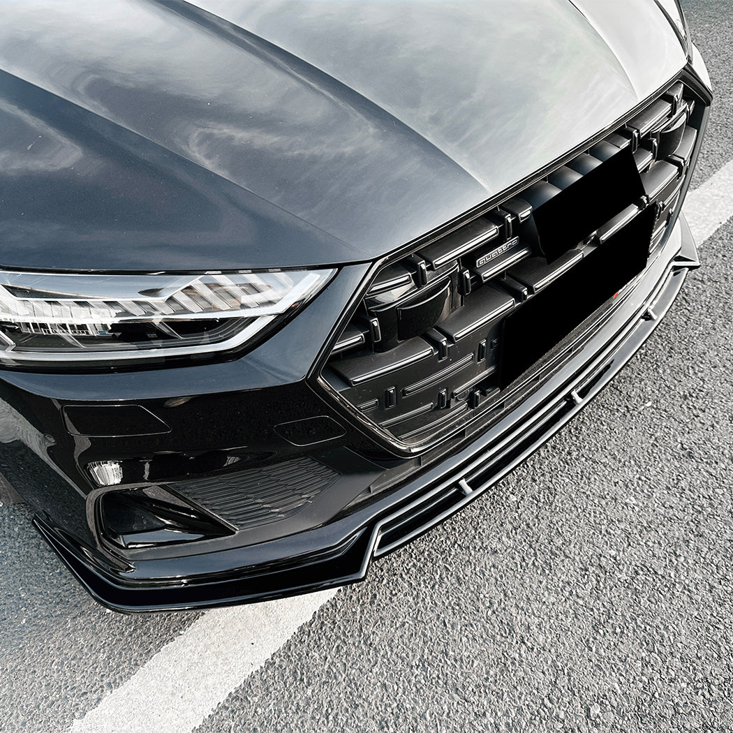 V Style Gloss Black Front Splitter for Audi C8 A7 S Line S7 19-22 - Carbon Factory