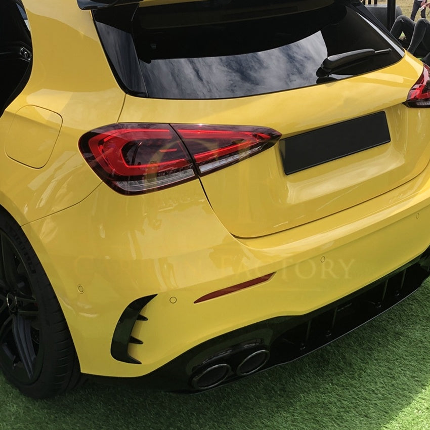 Gloss Black Rear Bumper Trims for Mercedes Benz W177 A Class Hatchback 18-25 - Carbon Factory