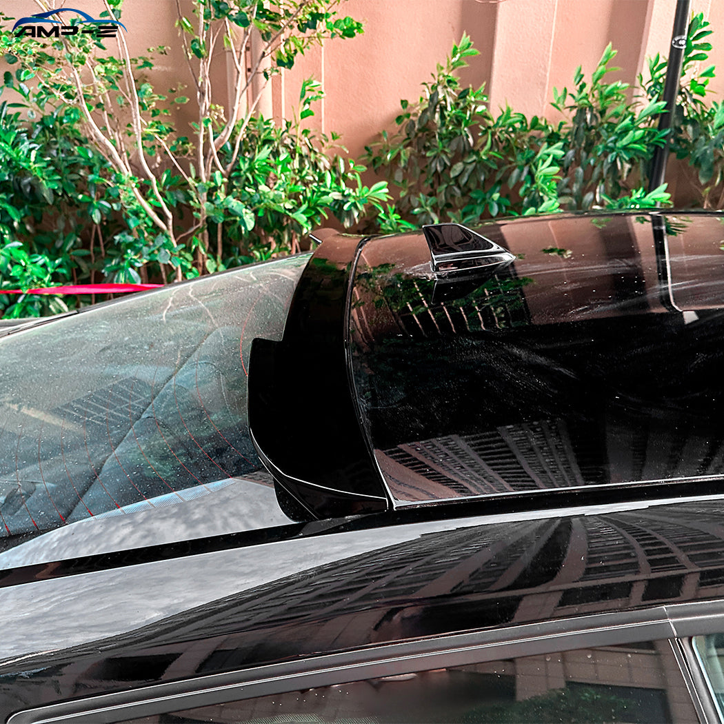 Gloss black roof spoiler for Ford Mustang S650 MK7 2024-present, featuring a sleek design mounted on the car's roof.