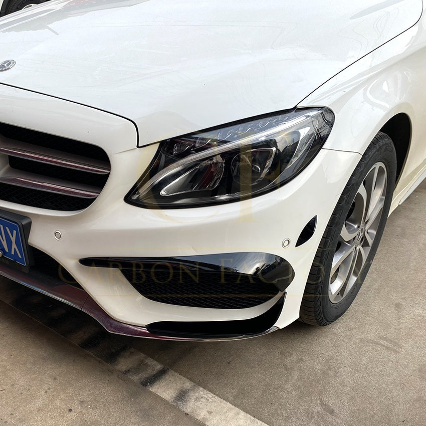 Gloss Black Front Canards (6 pcs) for Mercedes Benz W205 C Class 15-18 - Carbon Factory