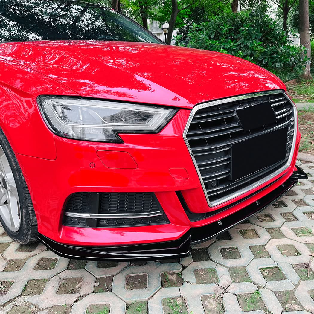 V Style Gloss Black Front Splitter for Audi A3 8V S Line & S3 17-20 - Carbon Factory