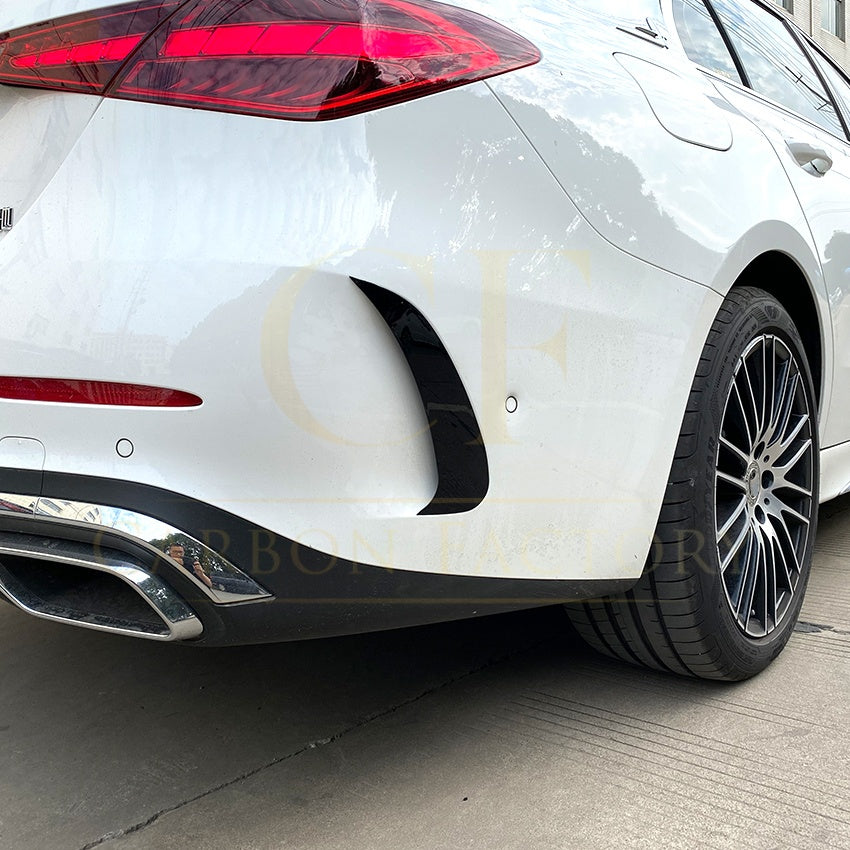 Style A Gloss Black Rear Bumper Trims for Mercedes Benz W206 C Class 22-Present (stick on) - Carbon Factory