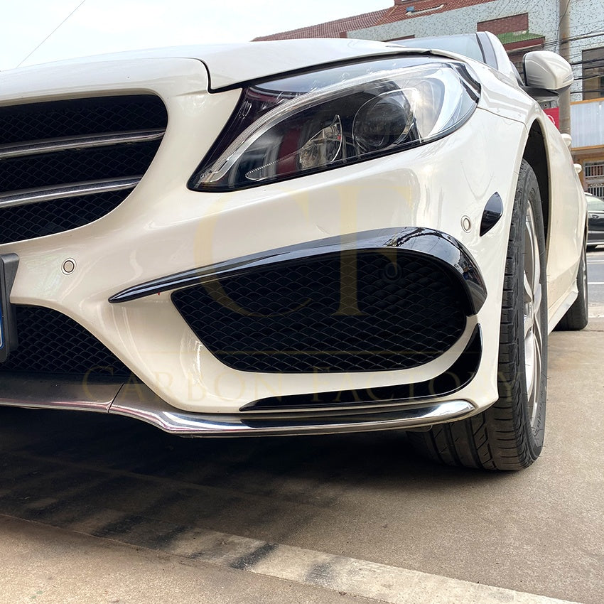 Gloss Black Front Canards (6 pcs) for Mercedes Benz W205 C Class 15-18 - Carbon Factory