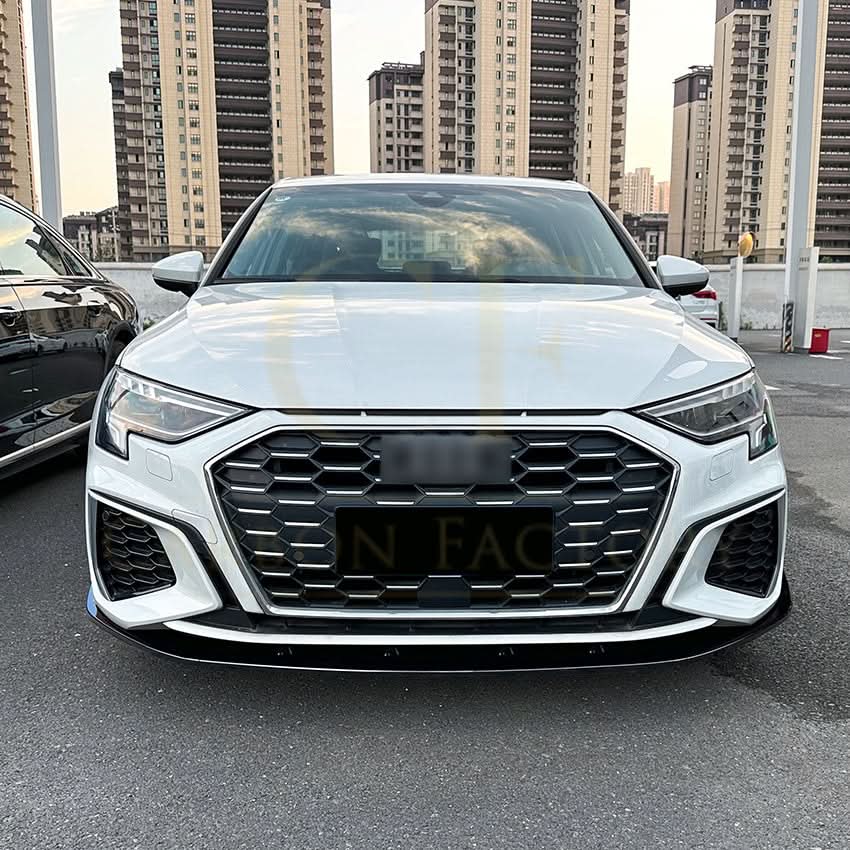 P Style Gloss Black Front Splitter for Audi A3 8Y S Line S3 20-24 - Carbon Factory