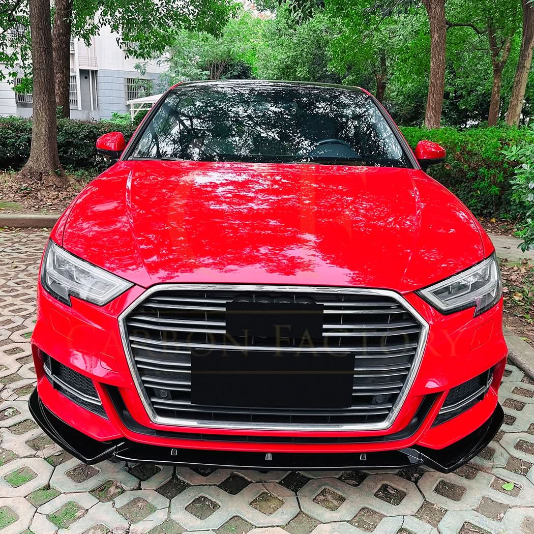 V Style Gloss Black Front Splitter for Audi A3 8V S Line & S3 17-20 - Carbon Factory