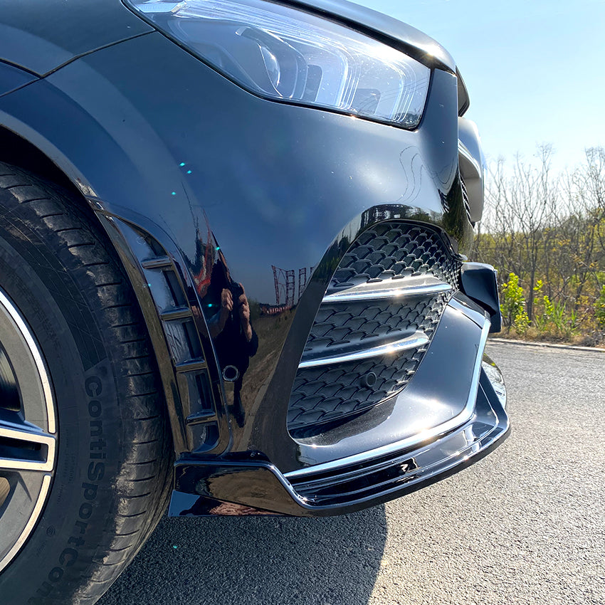 A Style Gloss Black Front Splitter for Mercedes Benz W167 C167 GLE 19-23