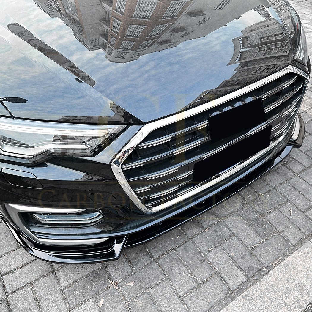 V Style Gloss Black Front Splitter for Audi C8 A6 S Line & S6 Saloon / Avant 18-25 - Carbon Factory