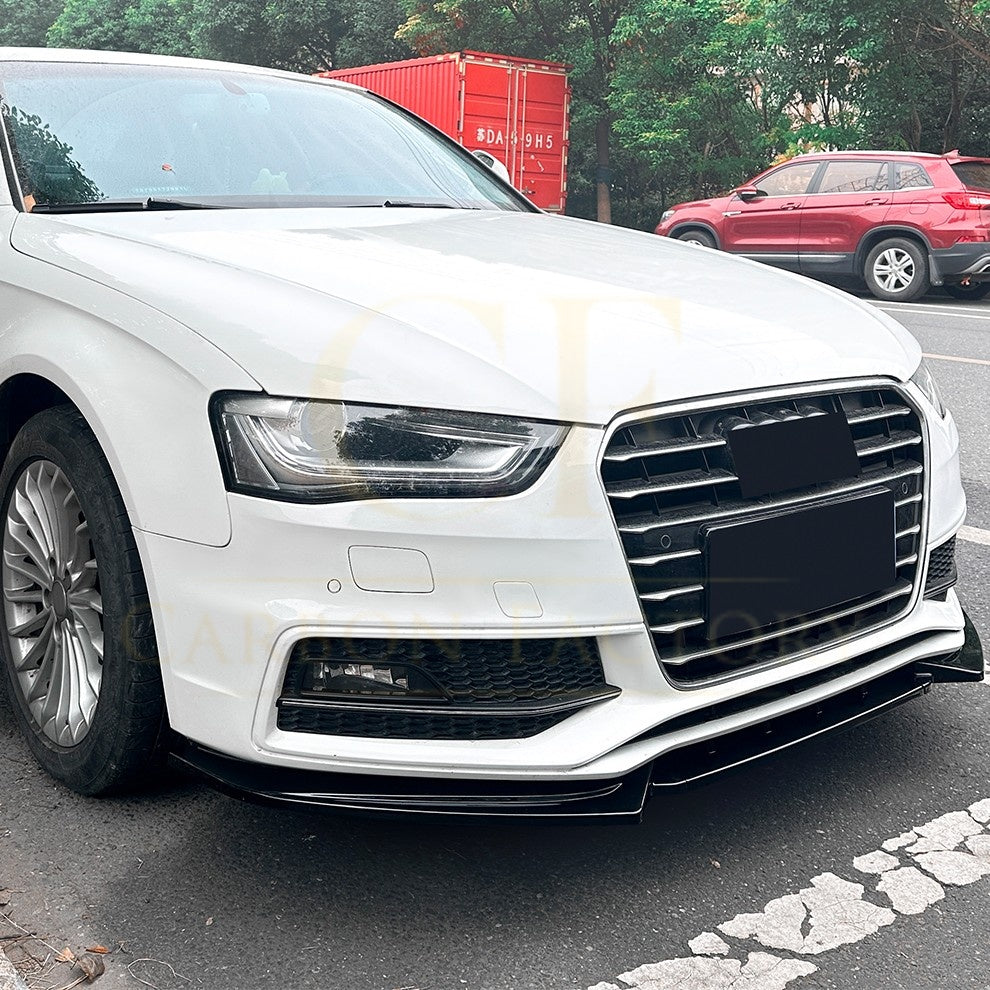 V Style Gloss Black Front Splitter for Audi B8.5 S4 & A4 S Line 13-15 - Carbon Factory