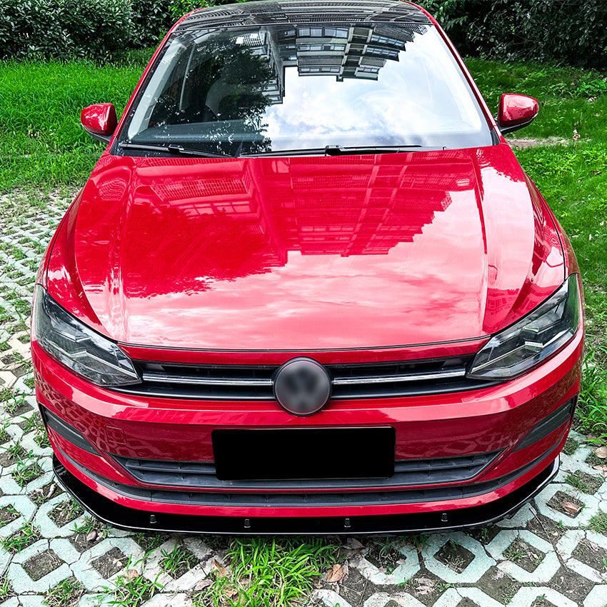 V Style Gloss Black Front Splitter for VW Polo MK6 TSI 18-26