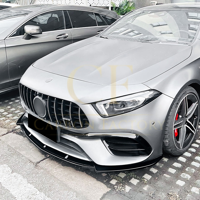 V Style Gloss Black Front Splitter for Mercedes Benz W177 A Class A45 & A45S 18-22 - Carbon Factory