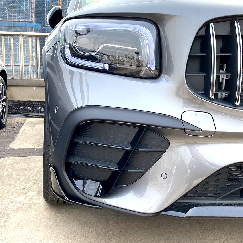 Gloss Black Front Canards for Mercedes Benz X247 GLB AMG 19-23