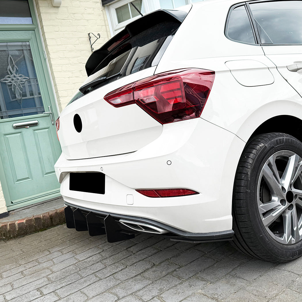 V Style Gloss Black Diffuser for VW Polo MK6.5 R Line 22-26