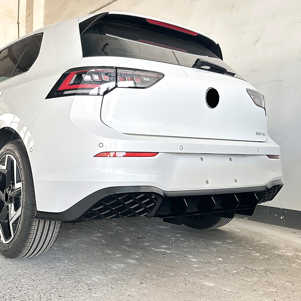 V Style Gloss Black Rear Diffuser for VW Golf MK8.5 GTI & R 24-26