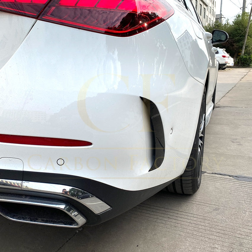 Style A Gloss Black Rear Bumper Trims for Mercedes Benz W206 C Class 22-Present (stick on) - Carbon Factory