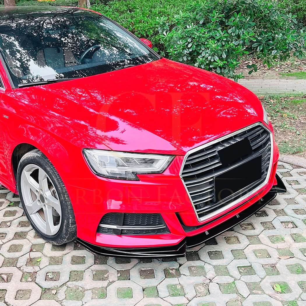 V Style Gloss Black Front Splitter for Audi A3 8V S Line & S3 17-20 - Carbon Factory