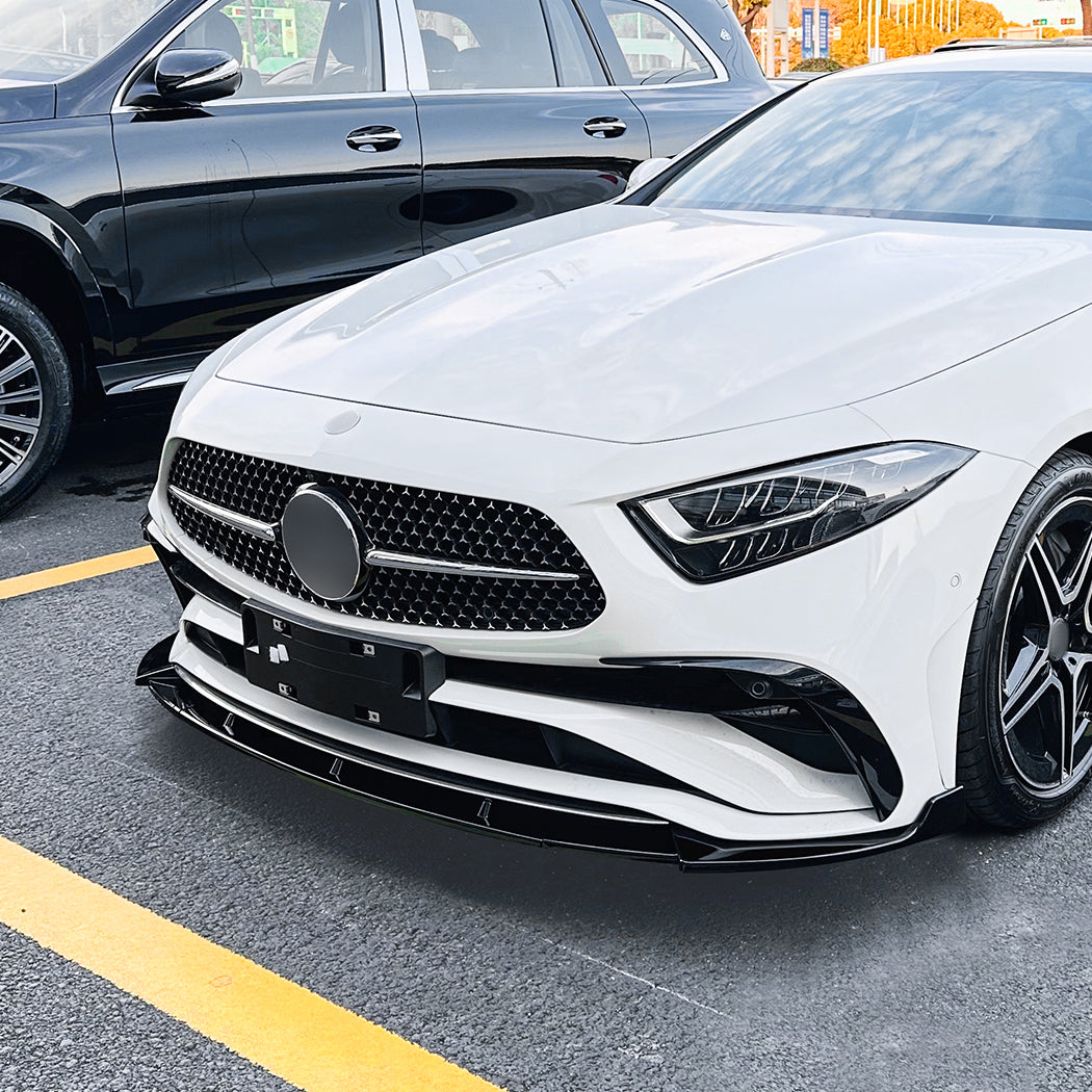 A Style Gloss Black Front Splitter for Mercedes Benz C257 CLS 22-23