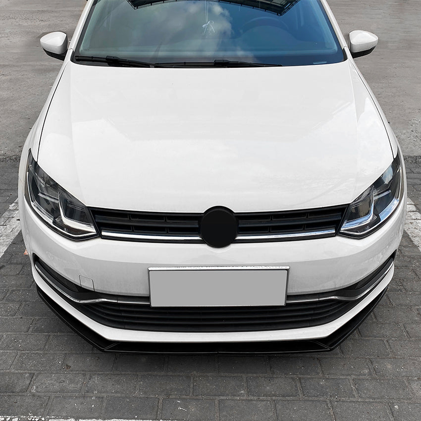 V Style Gloss Black front splitter for VW Polo MK5 Standard model 10-17