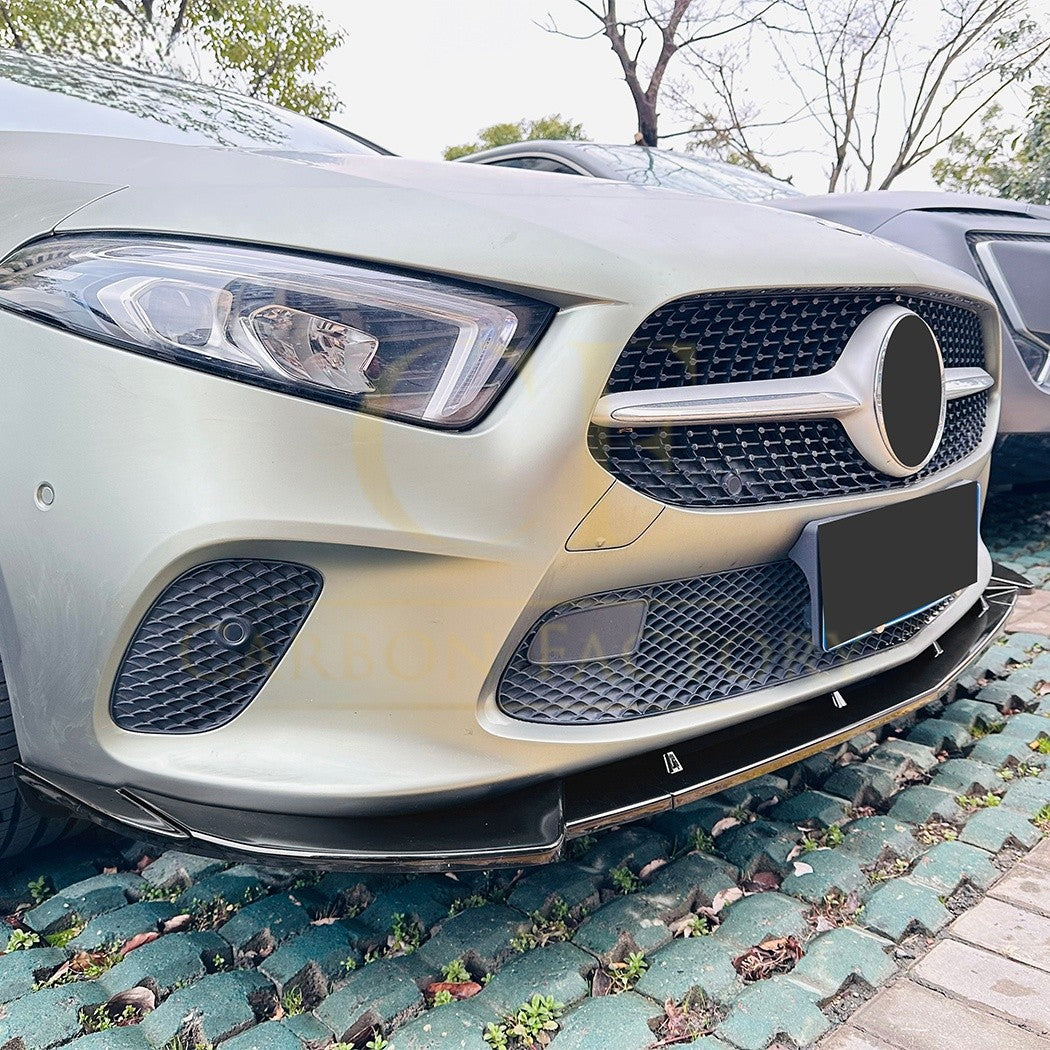 V Style Gloss Black Front Splitter for Mercedes Benz W177 A Class 18-25 - Carbon Factory
