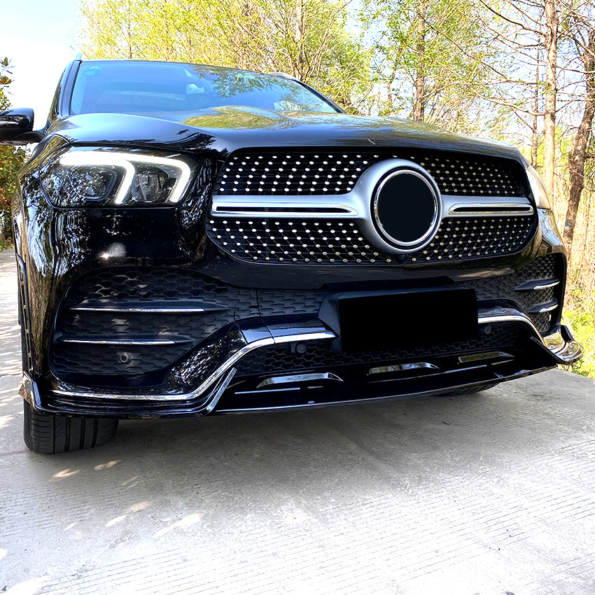 A Style Gloss Black Front Splitter for Mercedes Benz W167 C167 GLE 19-23