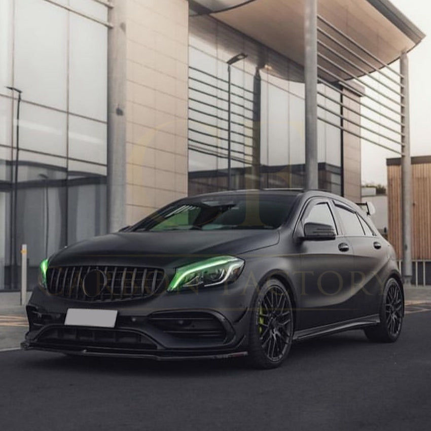 V Style (3 pcs) Gloss Black Front Splitter for Mercedes Benz W176 A Class AMG 13-18 - Carbon Factory