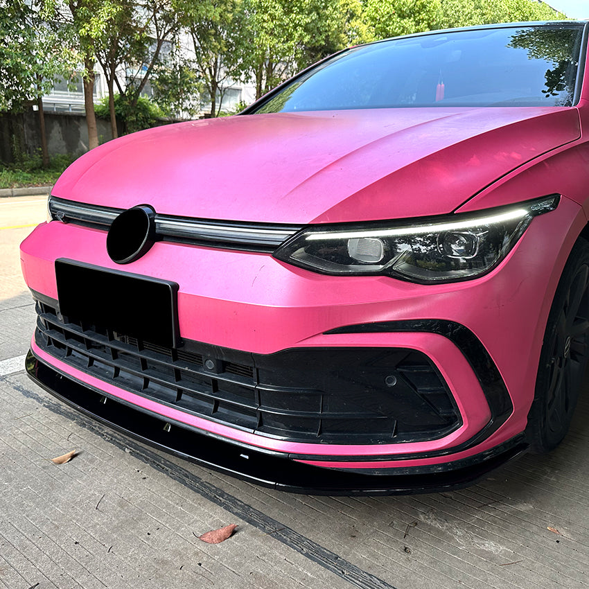 V Style Gloss Black Front Splitter for VW Golf MK8 GTI & R Line 20-23