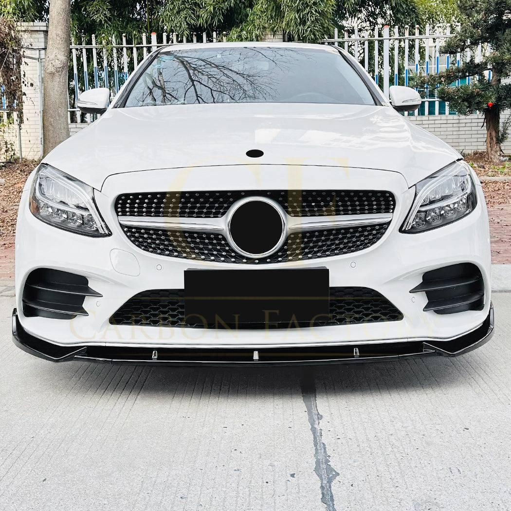 AMG Style Gloss Black Front Splitter for Mercedes Benz W205 C Class AMG 19-21 - Carbon Factory