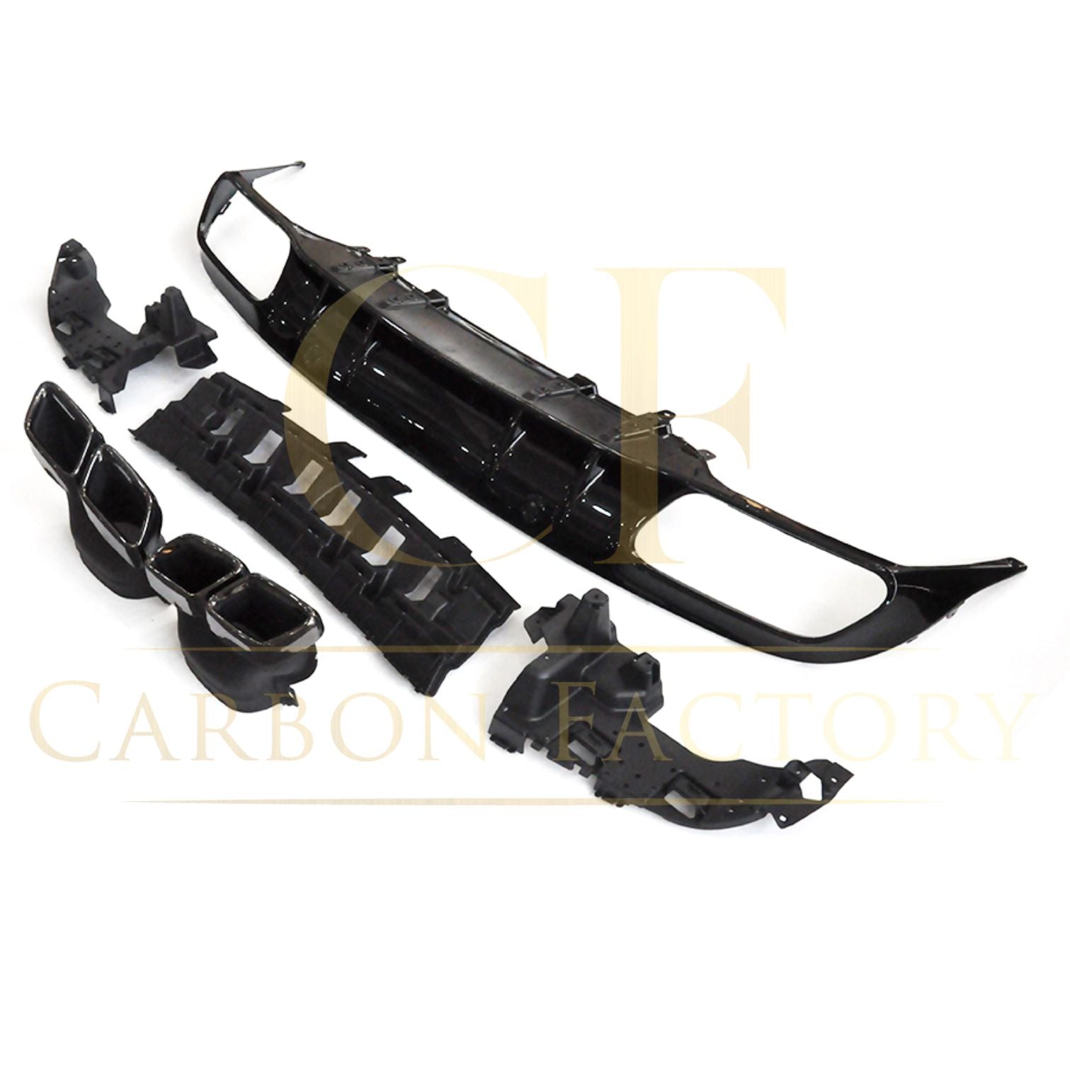 AMG Style Gloss Black Rear Diffuser & Exhaust Tips for Mercedes Benz W205 C Class & C63 Coupe 15-21-Carbon Factory