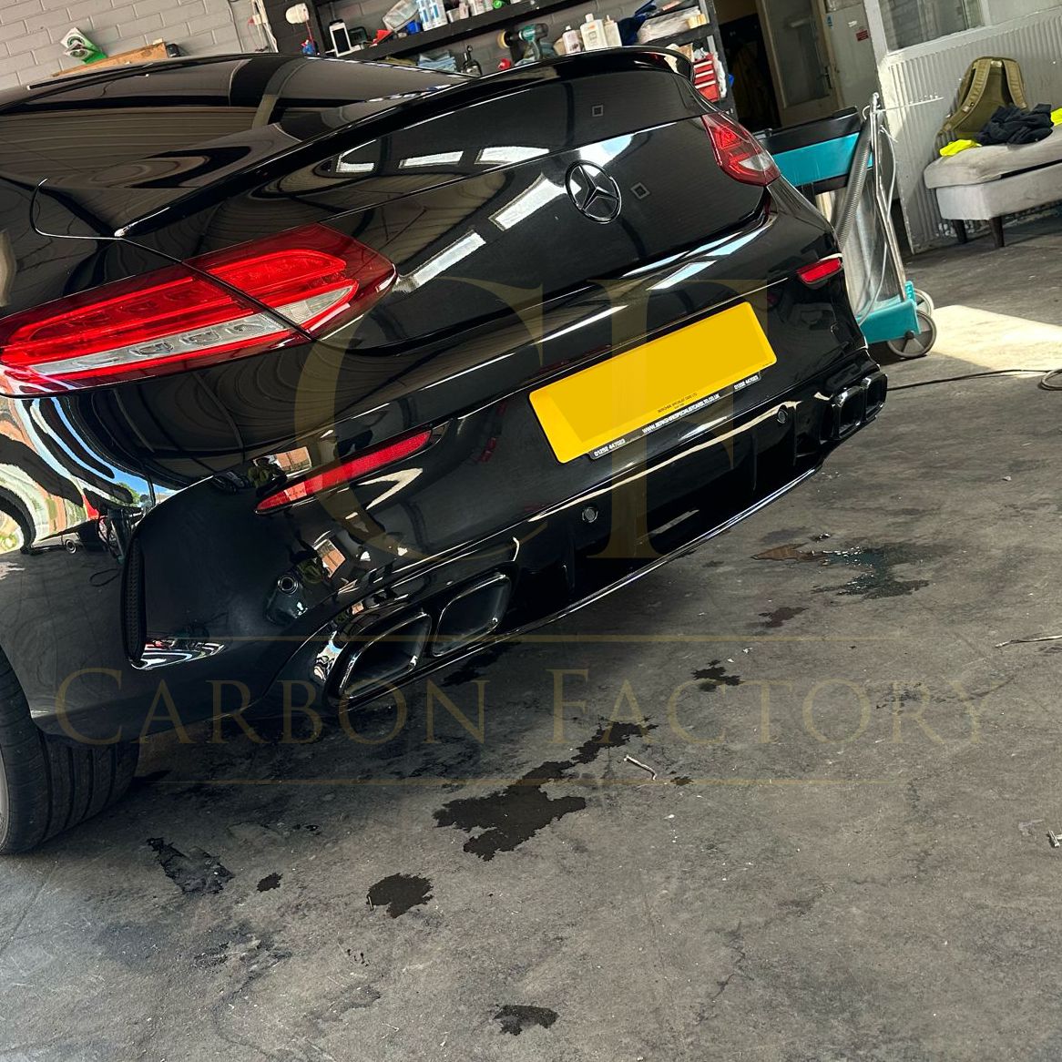 AMG Style Gloss Black Rear Diffuser & Exhaust Tips for Mercedes Benz W205 C Class & C63 Coupe 15-21-Carbon Factory