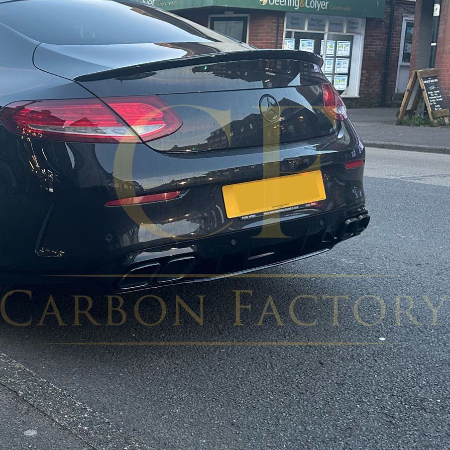 AMG Style Gloss Black Rear Diffuser & Exhaust Tips for Mercedes Benz W205 C Class & C63 Coupe 15-21-Carbon Factory