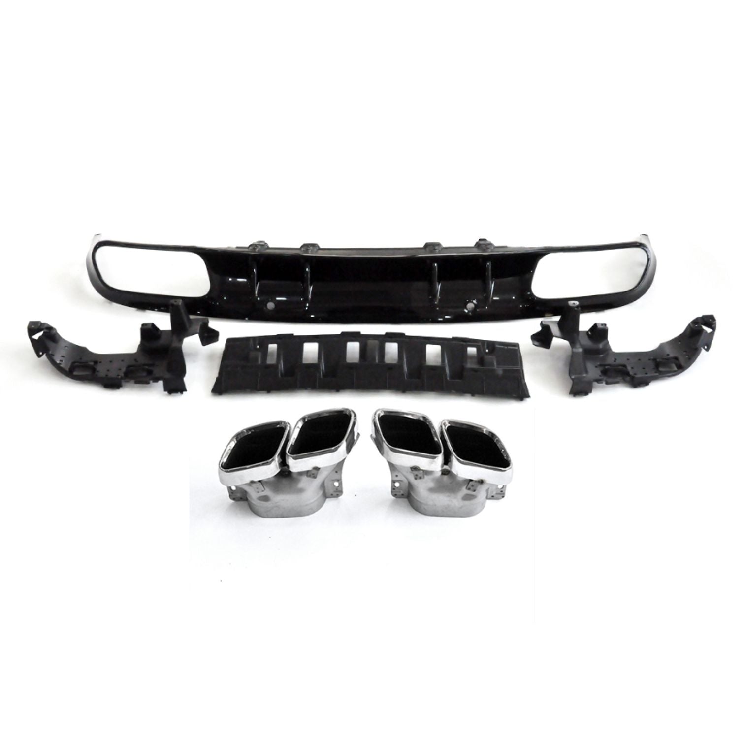 AMG Style Gloss Black Rear Diffuser & Exhaust Tips for Mercedes Benz W205 C Class & C63 Coupe 15-21-Carbon Factory