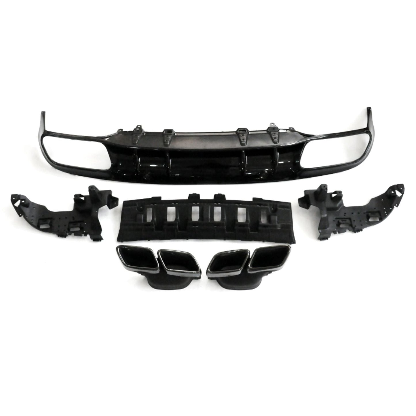 AMG Style Gloss Black Rear Diffuser & Exhaust Tips for Mercedes Benz W205 C Class & C63 Coupe 15-21-Carbon Factory