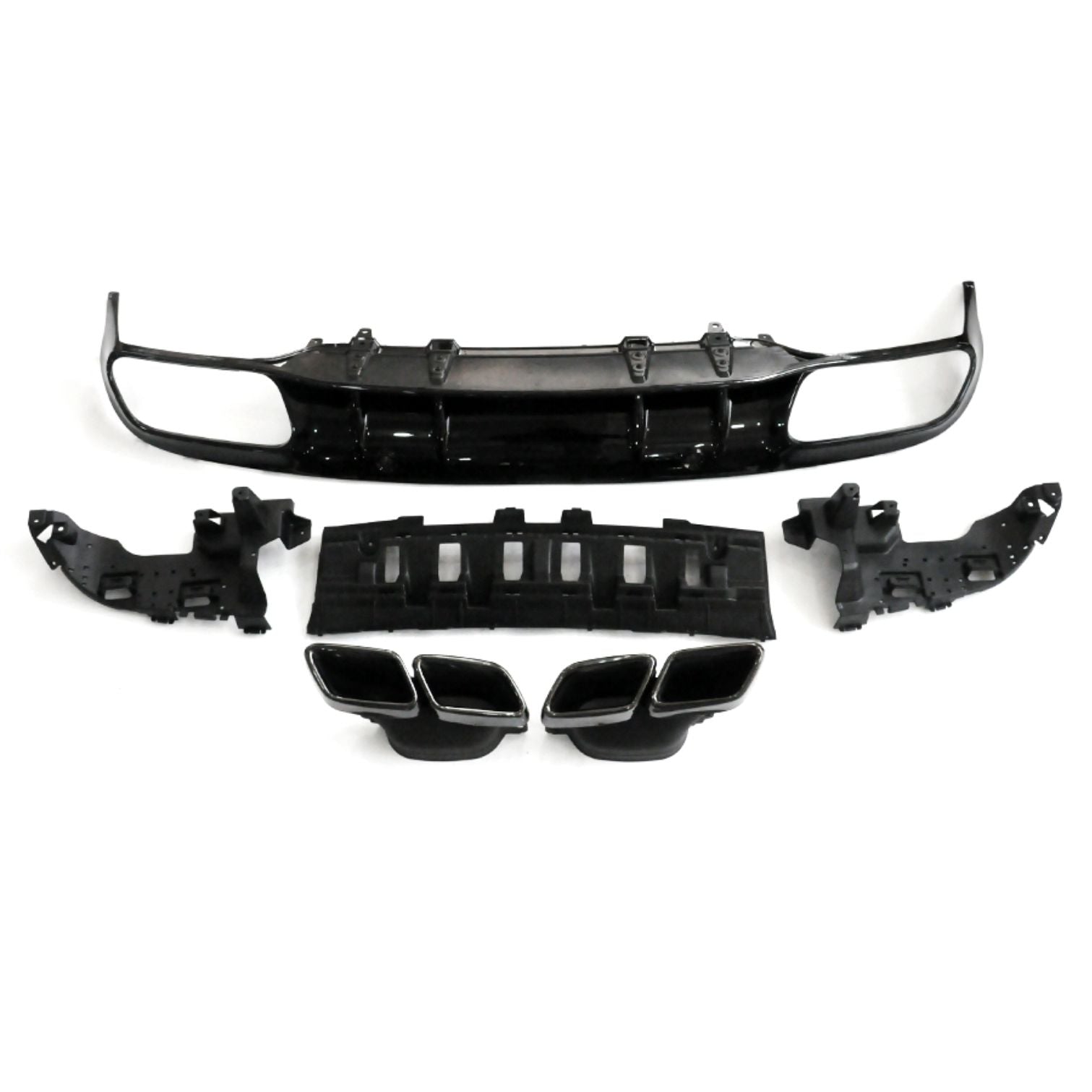 AMG Style Gloss Black Rear Diffuser & Exhaust Tips for Mercedes Benz W205 C Class & C63 Coupe 15-21-Carbon Factory