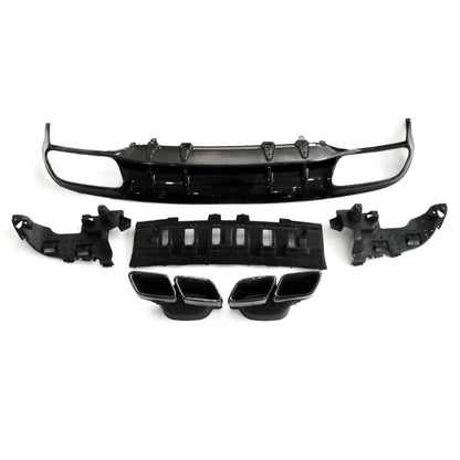 AMG Style Gloss Black Rear Diffuser & Exhaust Tips for Mercedes Benz W205 C Class & C63 Coupe 15-21-Carbon Factory