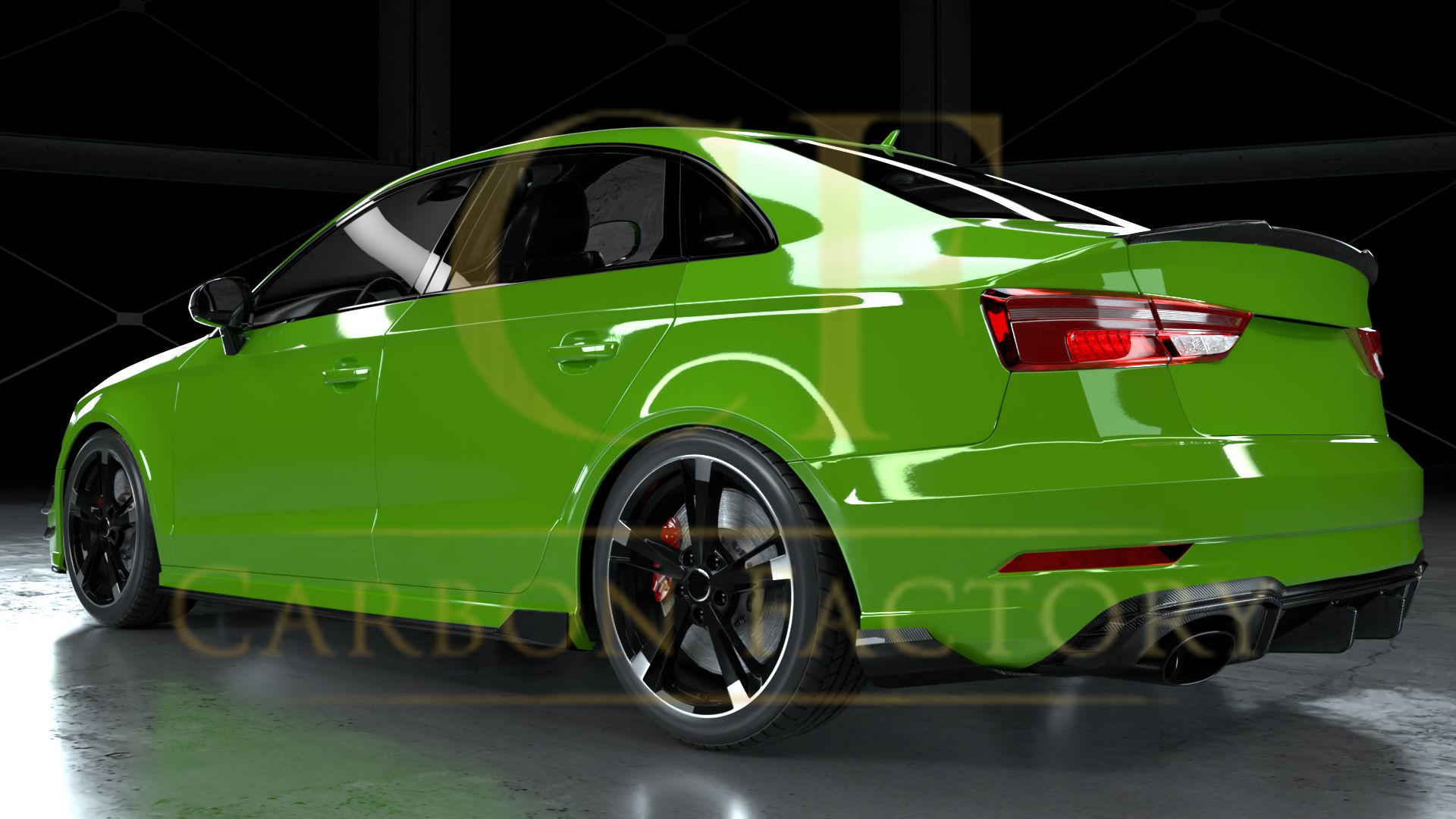 Audi 8V RS3 Saloon V Style Carbon Fibre Rear Diffuser 17-20-Carbon Factory