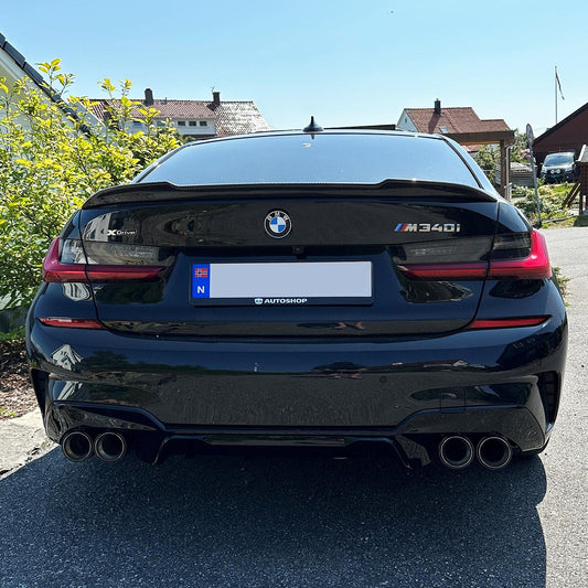 BMW 3 Series G20 340i Gloss Black M Performance Style Rear Diffuser 19-22-Carbon Factory