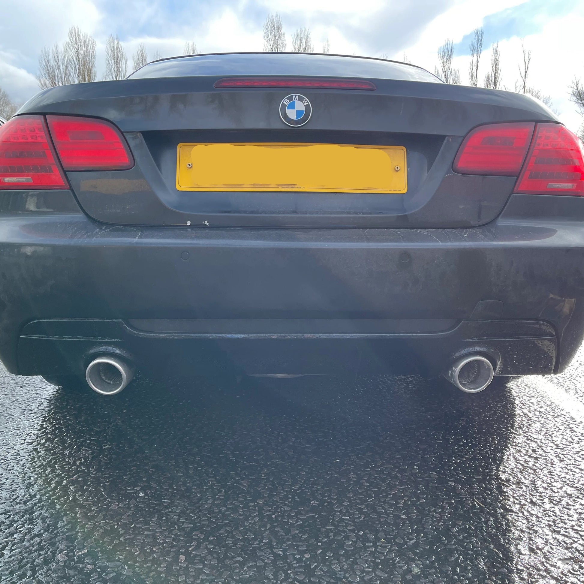 BMW E92 E93 3 Series M Performance Style Gloss Black Rear Diffuser Dual Exhaust 05-13-Carbon Factory