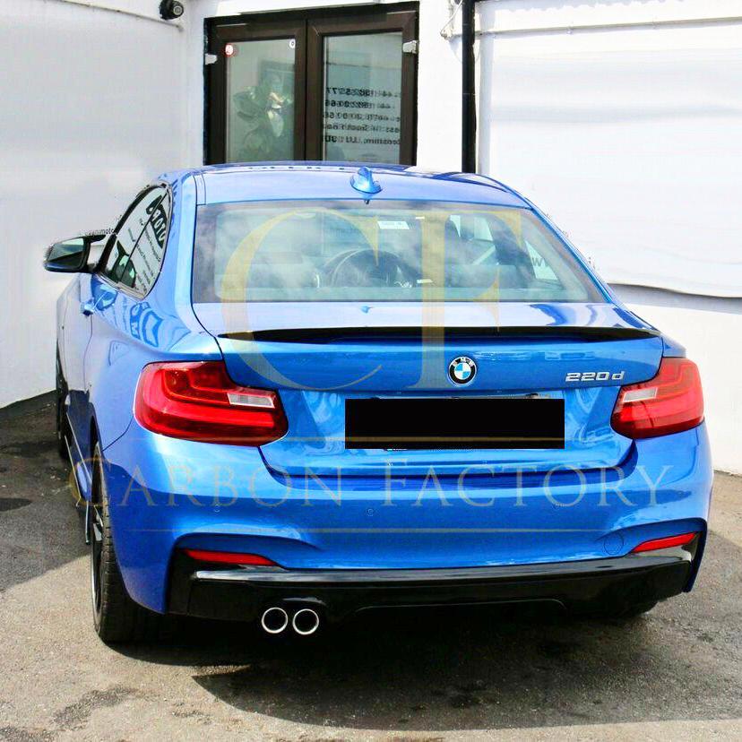 BMW F22 2 Series M Sport M Performance Style Gloss Black Rear Diffuser Twin Exhaust 14-Present-Carbon Factory