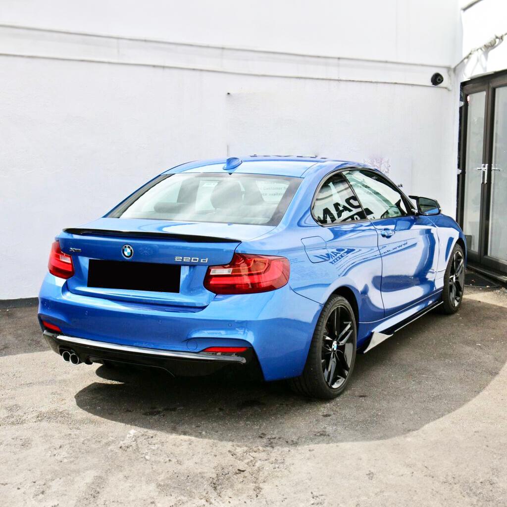 BMW F22 2 Series M Sport M Performance Style Gloss Black Rear Diffuser Twin Exhaust 14-Present-Carbon Factory